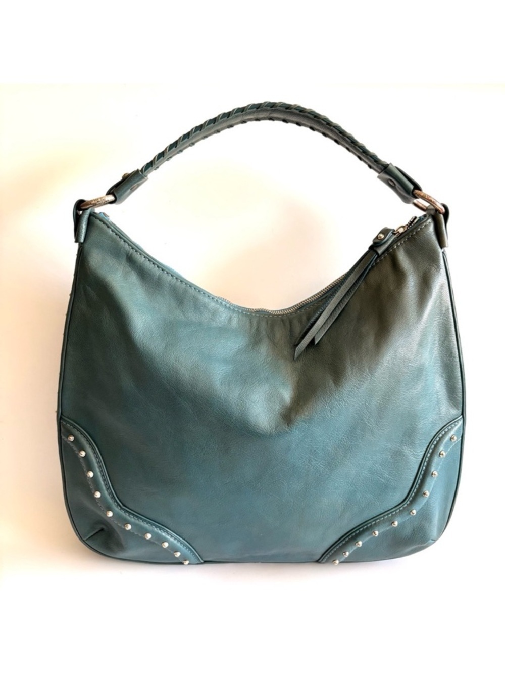 Michael Kors Teal Leather Studded Shoulder Bag